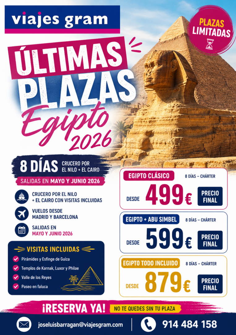 Últimas Plazas Egipto 2026 – Oferta Exclusiva