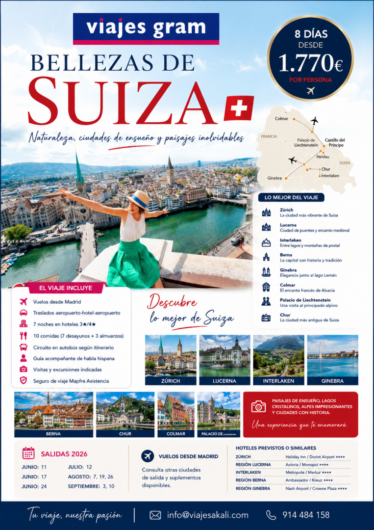 Bellezas de Suiza: naturaleza, ciudades de ensueño y paisajes inolvidables
