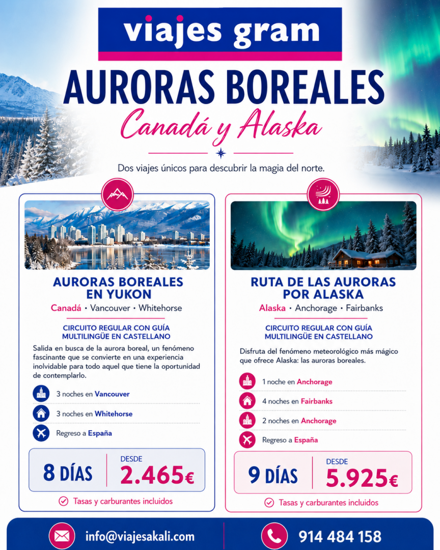 Canadá y Alaska: auroras boreales en el gran norte